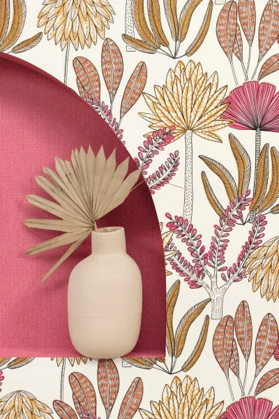 Bali Wallpaper - Rose Fuchsia