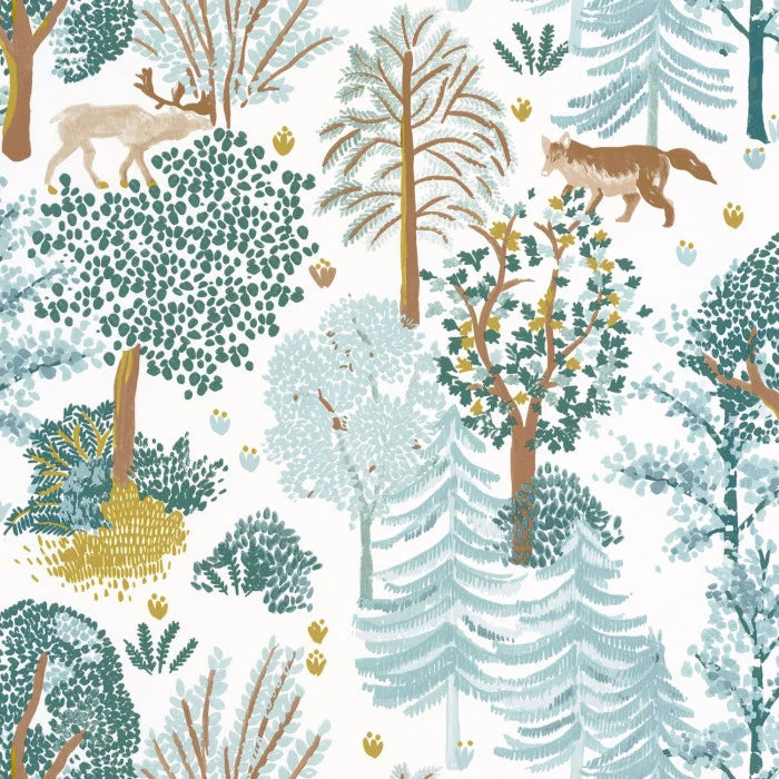 Ballad Deer Wallpaper - Bleu Clair Blanc - Discontinuing