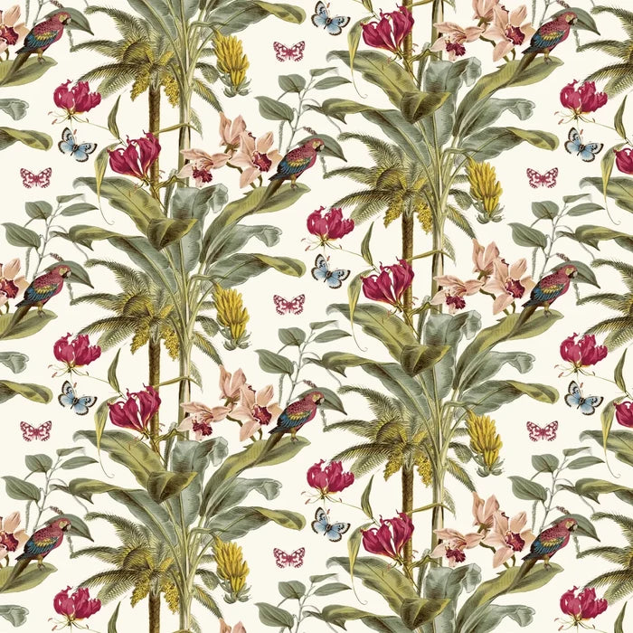 Banana Orchid Wallpaper - Red Multi - Last 2 Rolls
