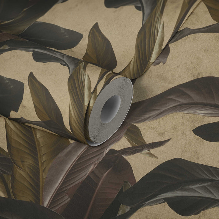 Banana Tropical Wallpaper - Brown + Gold