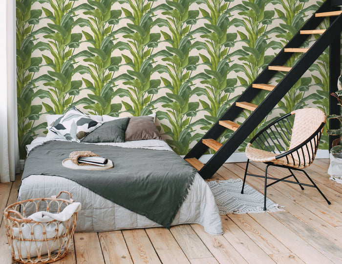 Banana Tropical Wallpaper - Cream/Green