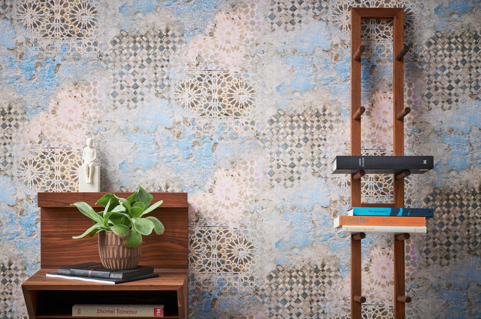 Barcelona Mosaic Wallpaper - Beige/Brown/Blue