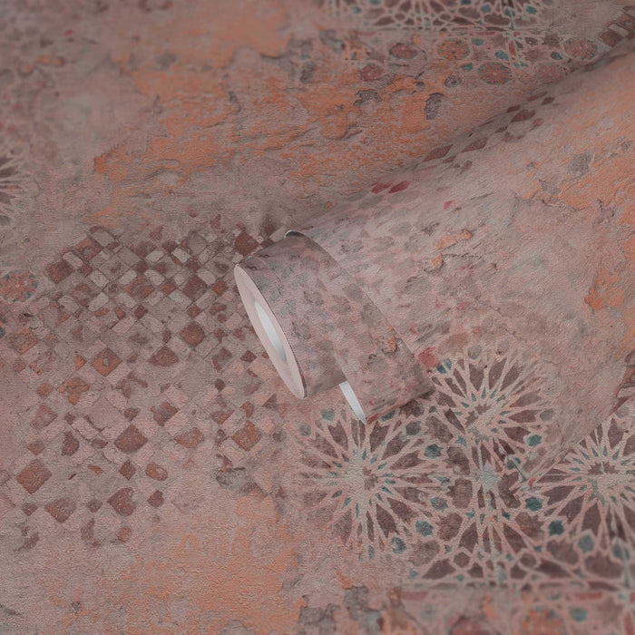 Barcelona Mosaic Wallpaper - Brown - Orange