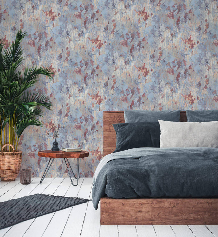 Barcelona Plaster Wallpaper - Beige - Blue - Rust