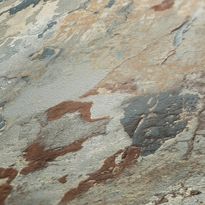 Barcelona Plaster Wallpaper - Grey - Green - Rust
