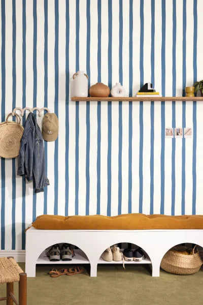 Barito Imperfect Stripes Wallpaper - Bleu