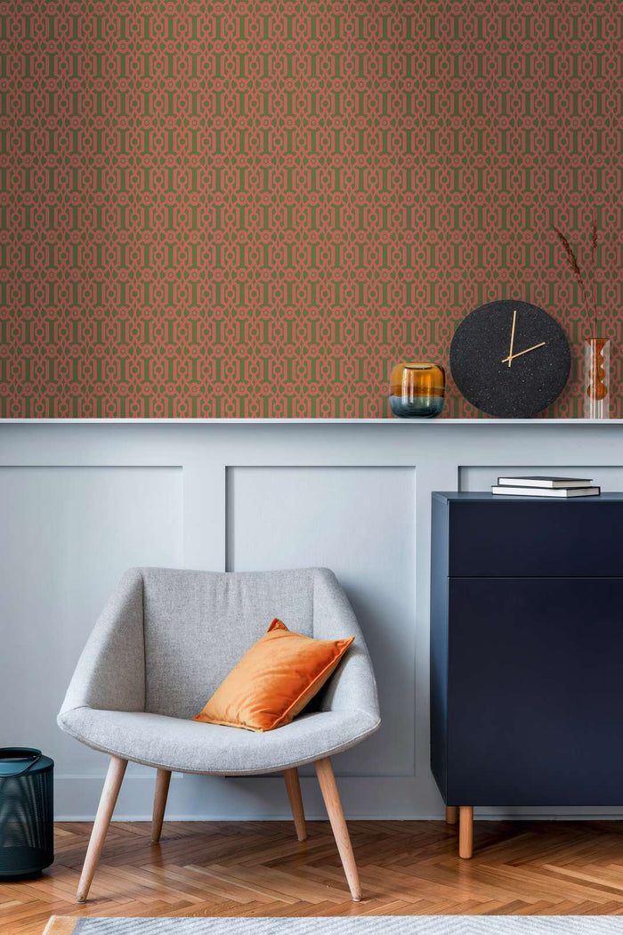 Baroque Pattern Wallpaper - Red
