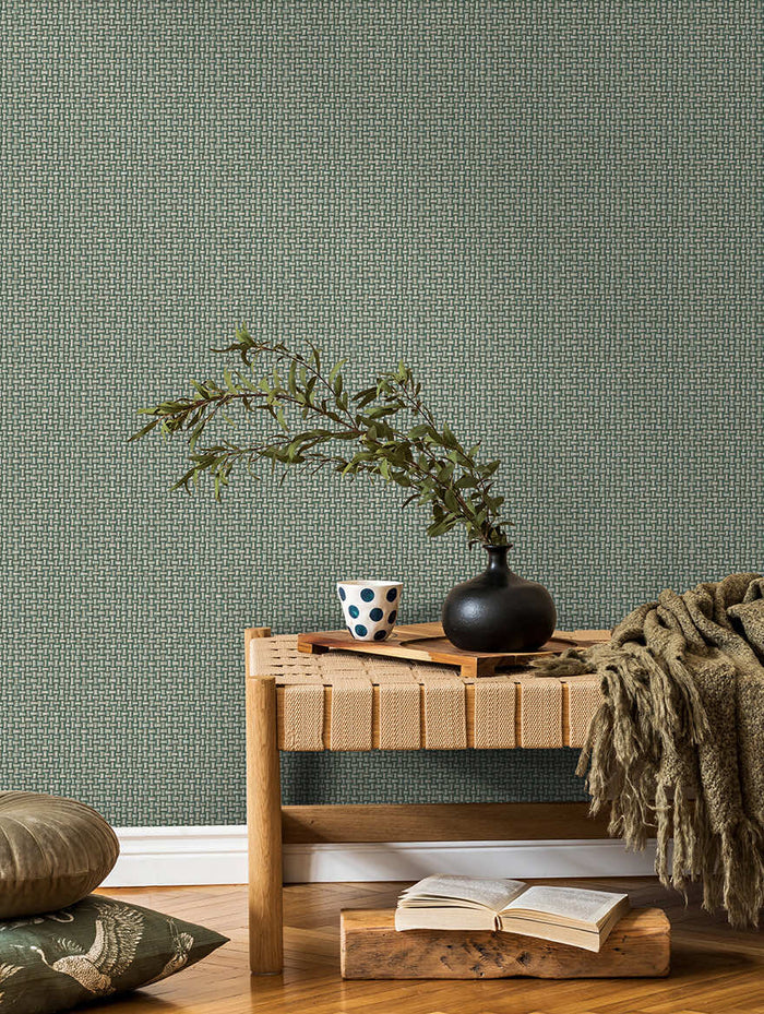 Biderbost Weave Wallpaper - Teal