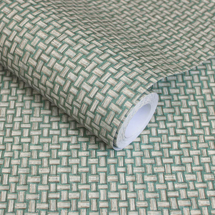 Biderbost Weave Wallpaper - Teal