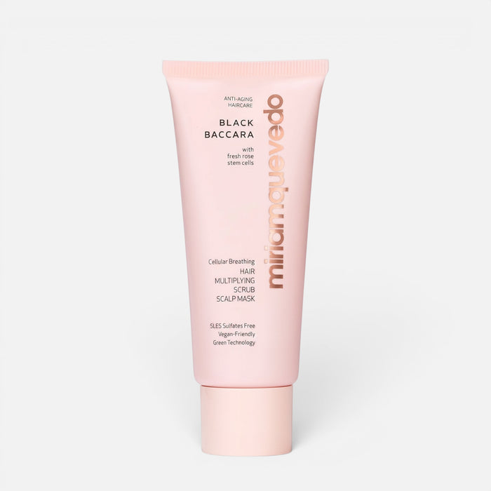Shop Rescue Spa Black Baccara exfoliating scalp mask in a light pink tube for hair growth and anti-aging treatment.