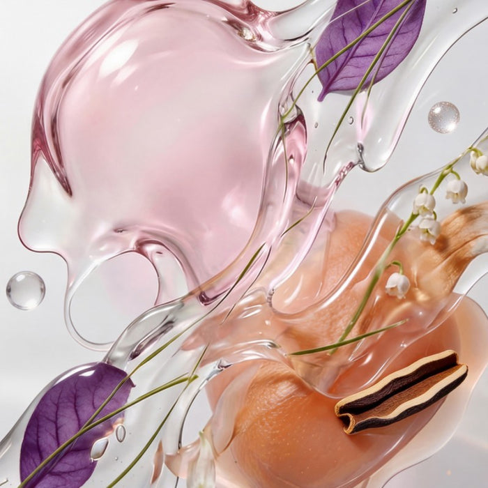 Shop Rescue Spa Black Baccara hair treatment featuring abstract liquid textures with floral and botanical elements