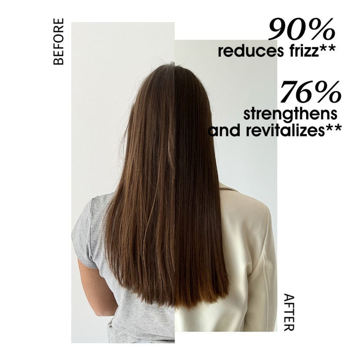 Shop Rescue Spa Black Baccara Longevity Noir Oil before and after hair treatment showing reduced frizz and improved shine