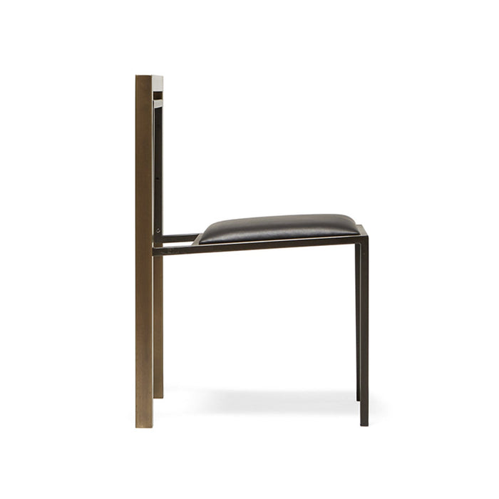 Black Leather & Antique Brass Dining Chair