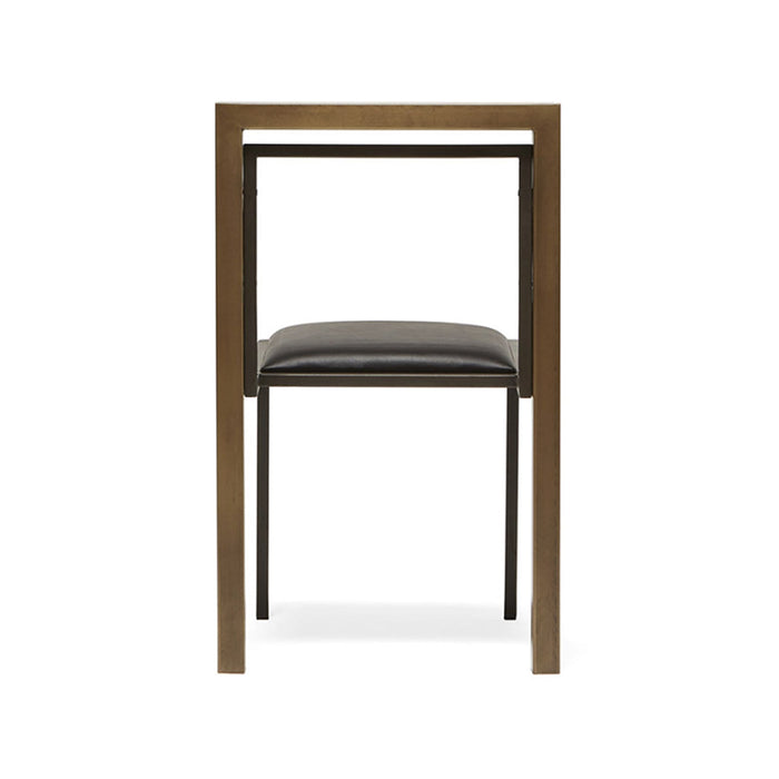 Black Leather & Antique Brass Dining Chair