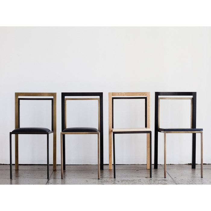 Black Leather & Antique Brass Dining Chair