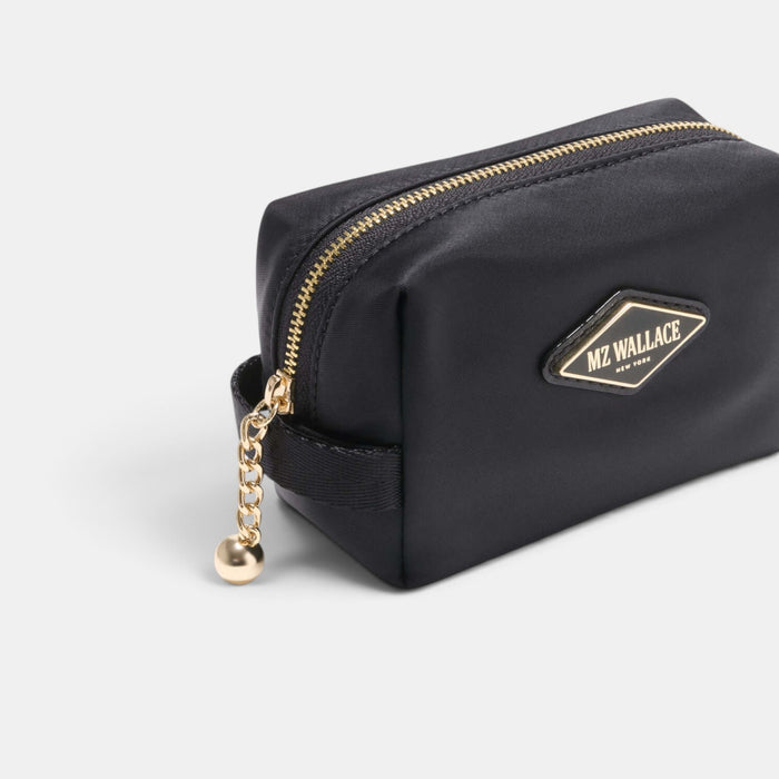 Shop Rescue Spa black nylon Ava cosmetic bag with gold hardware and zip closure