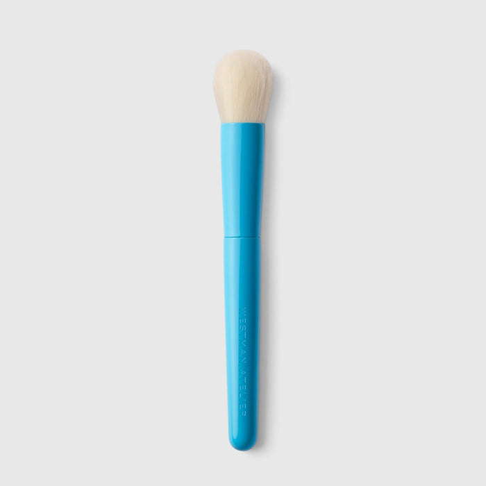 Shop Rescue Spa Blender II makeup brush with soft cream bristles and a bright blue lacquered birch wood handle.