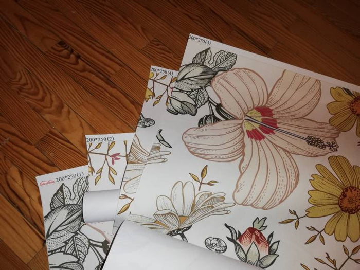 Boho Hibiscus - Custom Sized Wallpaper Mural (per m2)
