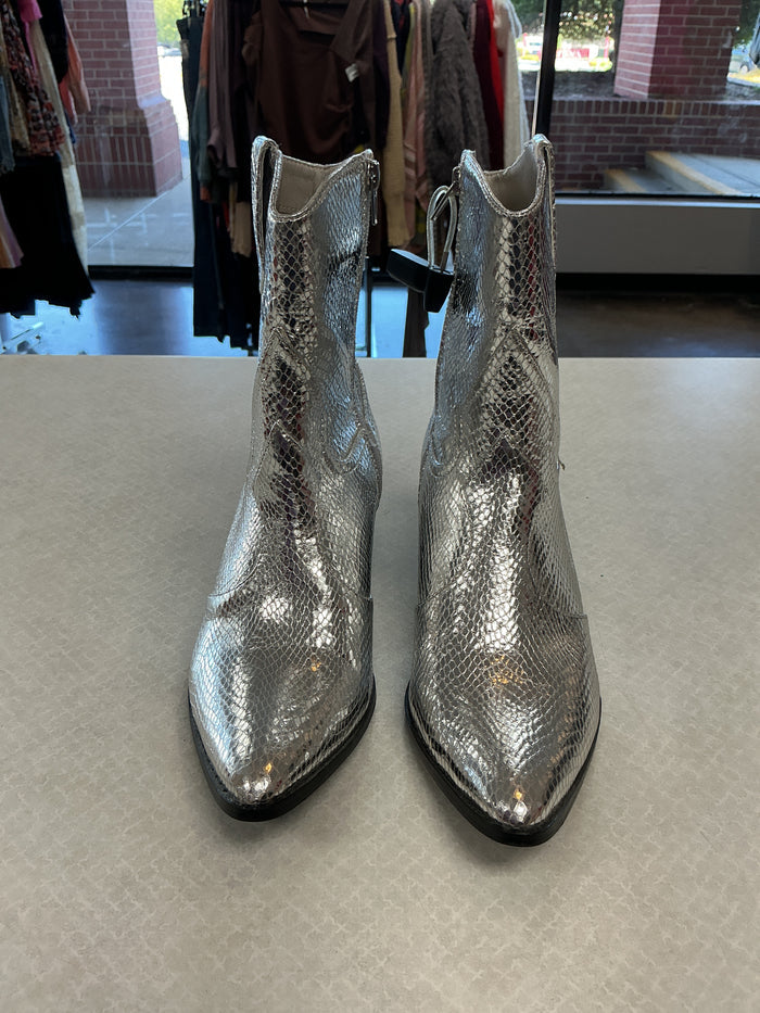 Boots Ankle Heels By Coconuts In Silver, Size:9