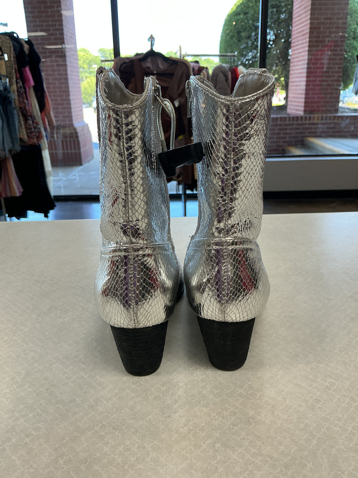 Boots Ankle Heels By Coconuts In Silver, Size:9