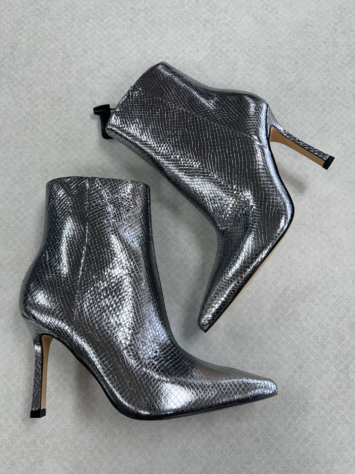Boots Ankle Heels By Marc Fisher In Silver, Size:7.5