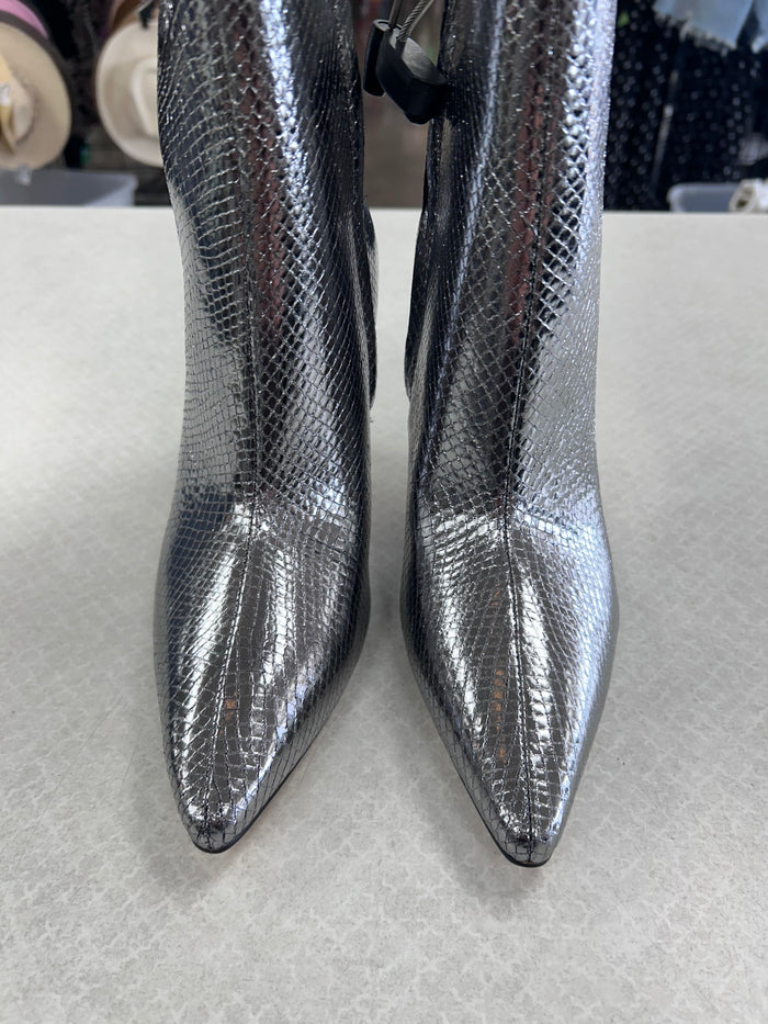 Boots Ankle Heels By Marc Fisher In Silver, Size:7.5
