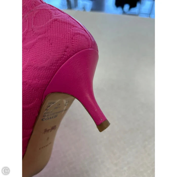 Boots Designer By Coach In Pink, Size: 8
