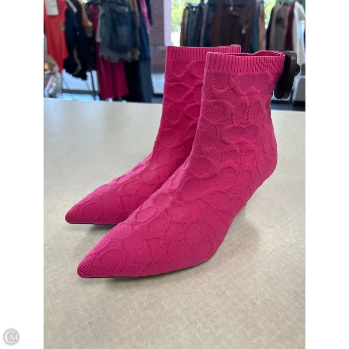 Boots Designer By Coach In Pink, Size: 8
