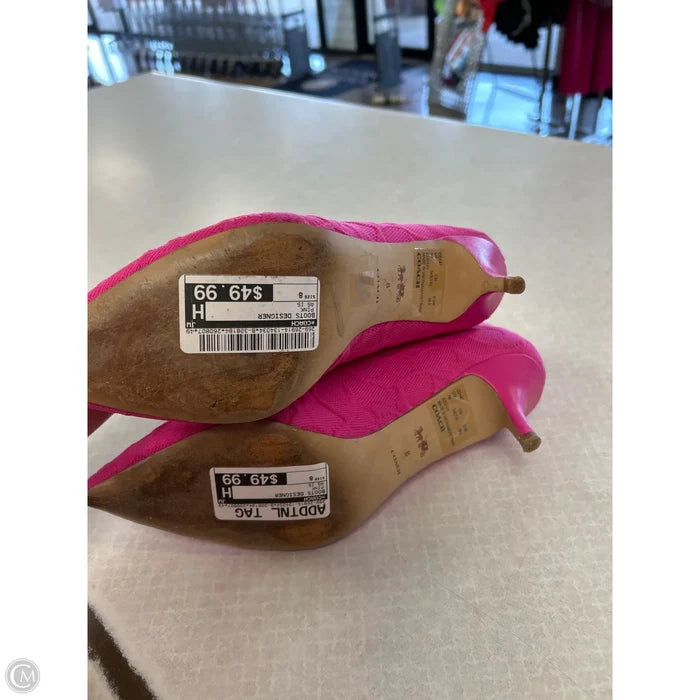 Boots Designer By Coach In Pink, Size: 8