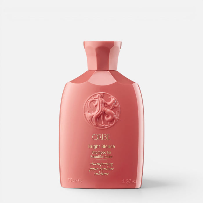 Shop Rescue Spa Oribe Bright Blonde travel size shampoo bottle in a soft pink container with embossed logo