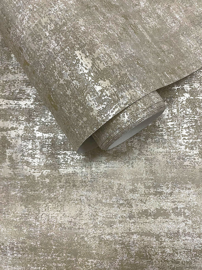 Roll of Brindle Bead taupe/gold textured glass-bead wallpaper
