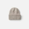 Shop Rescue Spa brushed beige cashmere beanie with a folded cuff in a soft knit texture