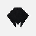 Shop Rescue Spa black brushed cashmere scarf with a soft knit texture and pointed triangular shape.