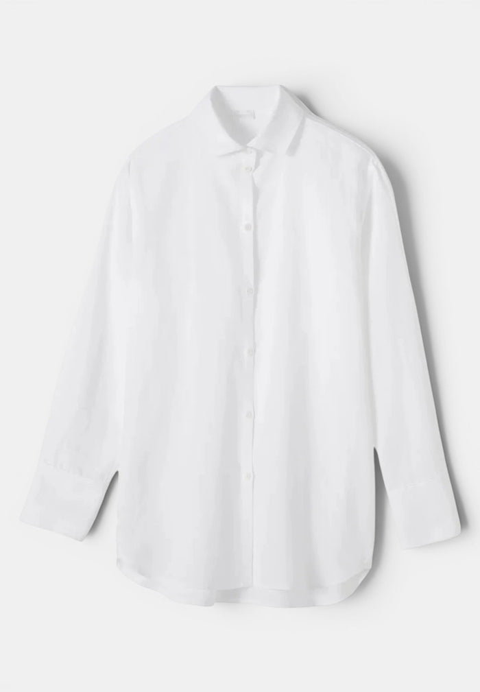 Front-facing product photo of Zimmerli Button Front Shirt Long Sleeve in white on a clean background, showing full shirt silhouette and button-front design.