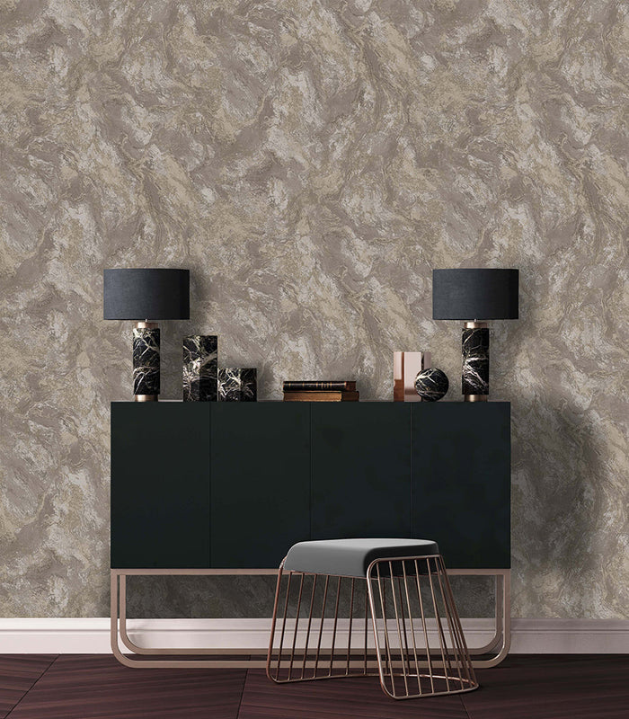 Calacatta Marble Bead Wallpaper - Taupe