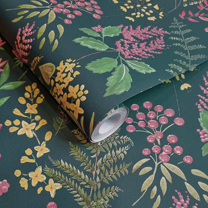 Calvert Meadows Wallpaper - Teal/Pink