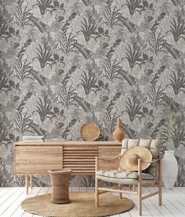 Capetown Jungle Wallpaper - Grey/White