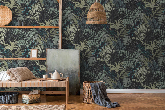 Capetown Jungle Wallpaper -Green/Black