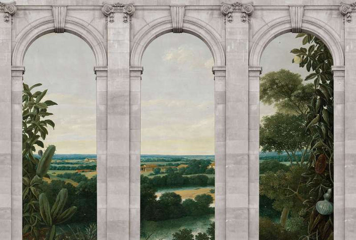Castello Arches  - Green - Custom Sized Wallpaper Mural (per m2)