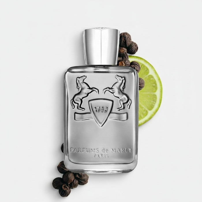 Shop Rescue Spa Castley Eau De Parfum bottle with silver horse emblem, lime slice, and black peppercorns