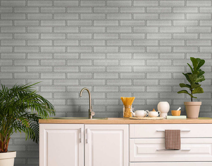 Celadon – Gloss Tile Wallpaper – Grey