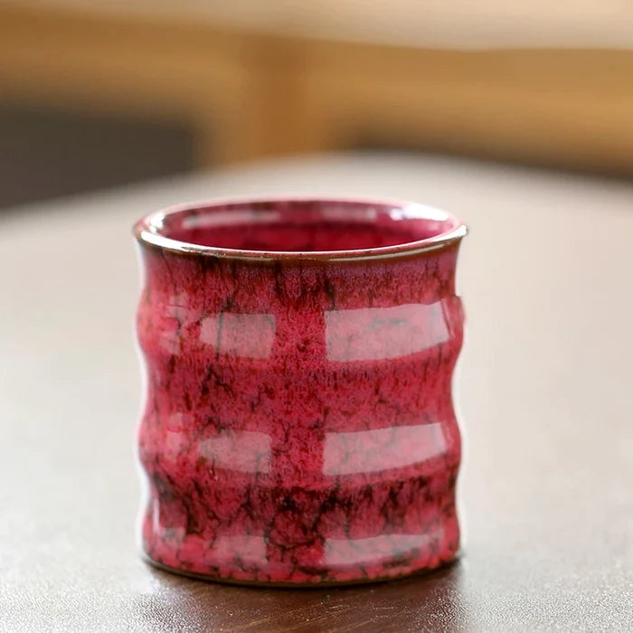 kiln-fired glazed porcelain tea cup marbling pattern ripple teacup