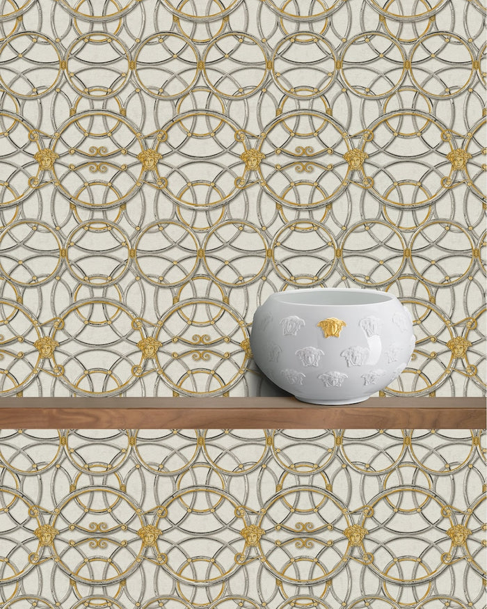 Versace Chain Wallpaper - Gold/Silver/Grey/White