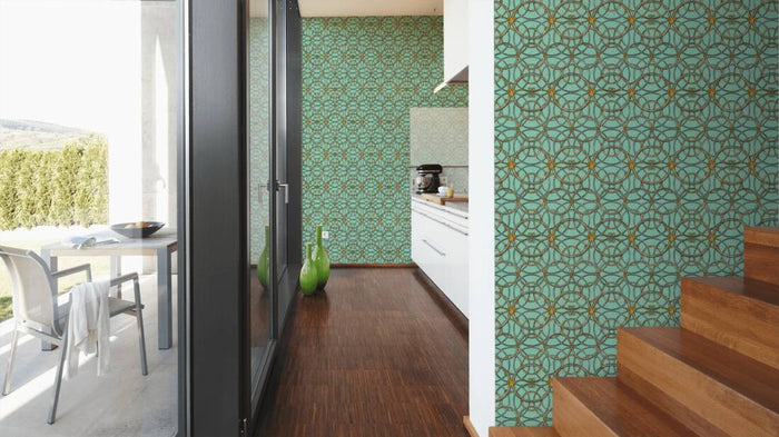 Versace Chain Wallpaper - Green/Gold
