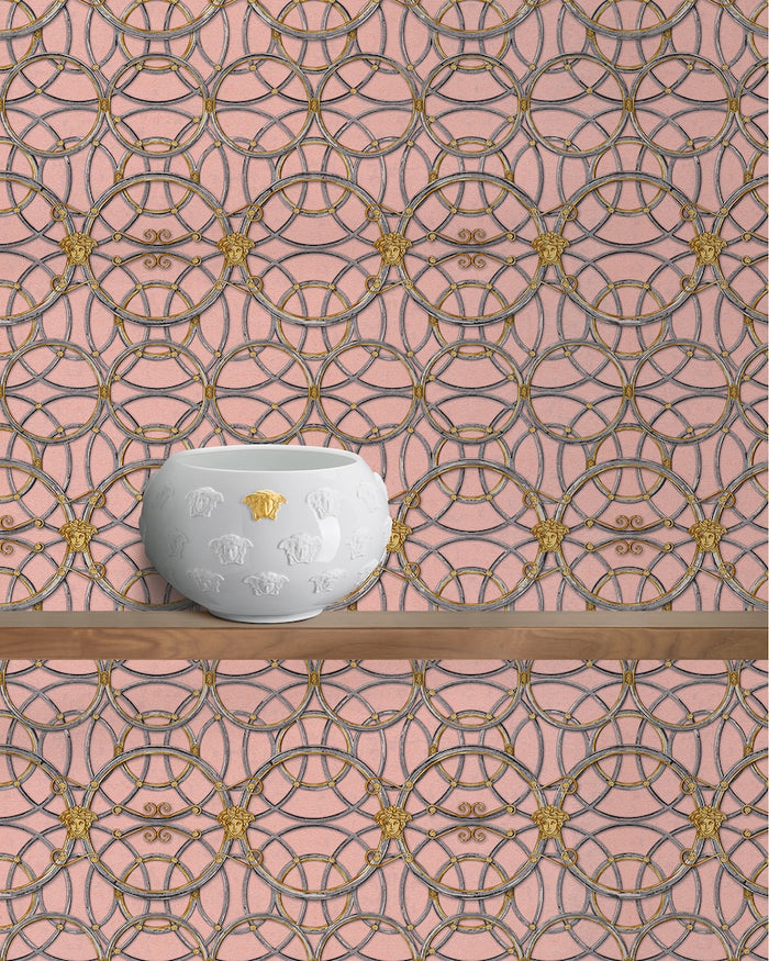 Versace Chain Wallpaper - Silver/Gold/Pink/Grey