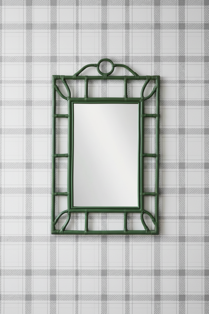 Baywick Mirror against Classic Check Charcoal Wallpaper