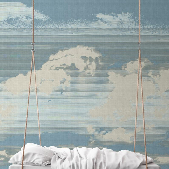 Cloudy Day  - Blue - Custom Sized Wallpaper Mural (per m2)