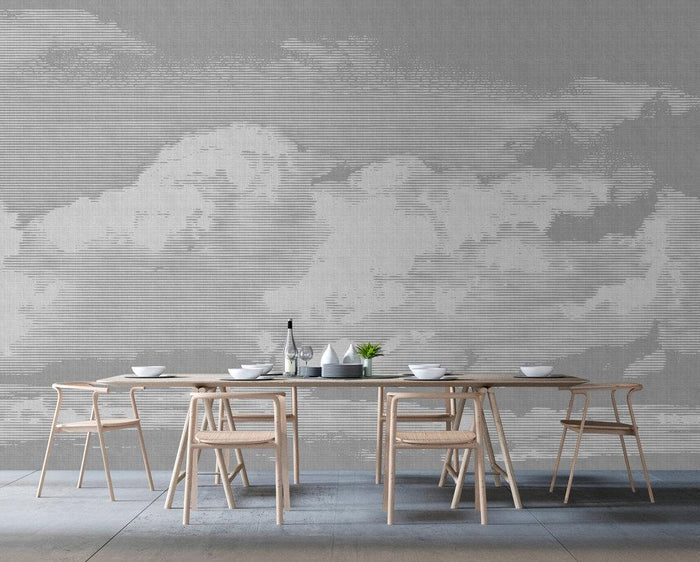 Cloudy Day  - Grey - Custom Sized Wallpaper Mural (per m2)