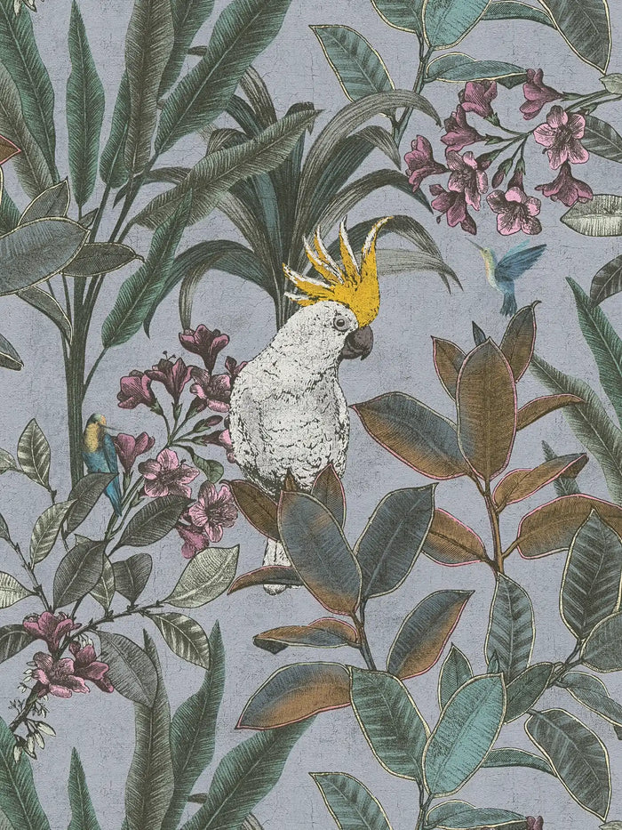 Cockatoo Jungle Wallpaper - Blue