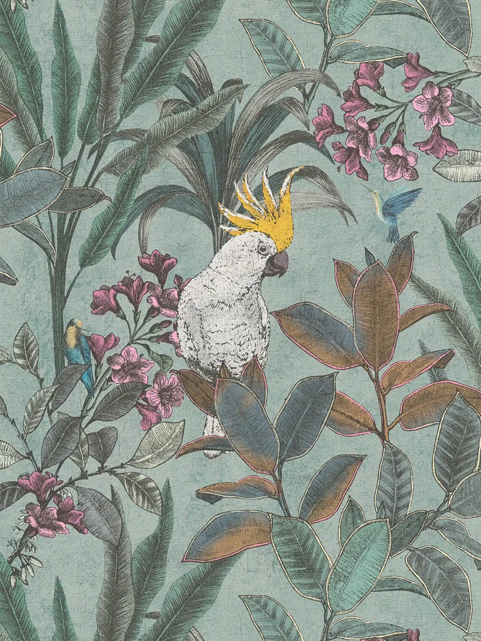 Cockatoo Jungle Wallpaper - Green